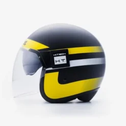 Casco Jet Blauer Pod Stripes Nero Opaco Giallo Fluo