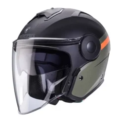 Casco Jet Caberg Soho Zephyr Nero Opaco Verde Militare Arancione