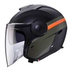 Casco Jet Caberg Soho Zephyr Nero Opaco Verde Militare Arancione