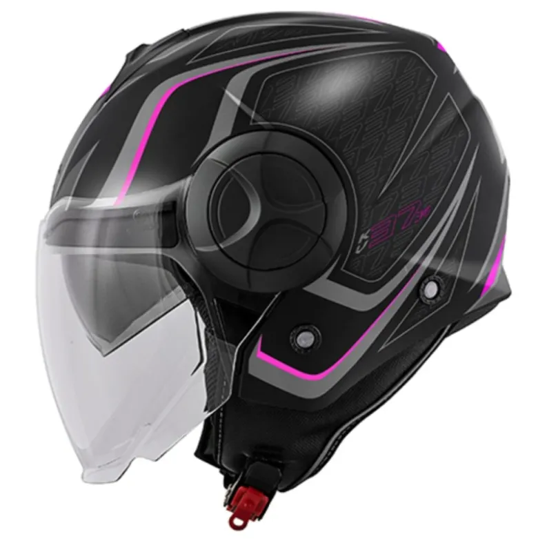 Casco Jet Kappa KV37R Evo Sharp Nero Opaco Rosa