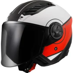 Casco Jet Ls2 OF616 Airflow 2 Cover Nero Opaco Rosso con Visiera Aggiuntiva