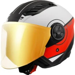 Casco Jet Ls2 OF616 Airflow 2 Cover Nero Opaco Rosso con Visiera Aggiuntiva