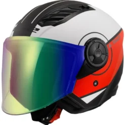 Casco Jet Ls2 OF616 Airflow 2 Cover Nero Opaco Rosso con Visiera Aggiuntiva