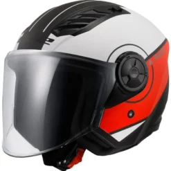 Casco Jet Ls2 OF616 Airflow 2 Cover Nero Opaco Rosso con Visiera Aggiuntiva
