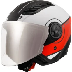 Casco Jet Ls2 OF616 Airflow 2 Cover Nero Opaco Rosso con Visiera Aggiuntiva