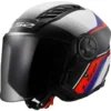 Casco Jet Ls2 OF616 Airflow 2 Rush Bianco Blu Rosso Lucido con Visiera Aggiuntiva