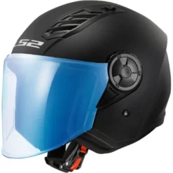 Casco Jet Ls2 OF616 Airflow 2 Solid Nero Opaco con Visiera Aggiuntiva