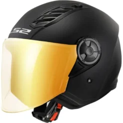 Casco Jet Ls2 OF616 Airflow 2 Solid Nero Opaco con Visiera Aggiuntiva