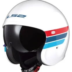 Casco Jet Ls2 OF599 Spitfire II Retro Bianco Blu Rosso Lucido