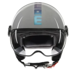 Casco Jet Momo Design Fgtr Classic Candy Flip Lucido Grigio Blu Fucsia