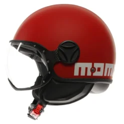 Casco Jet Momo Design Fgtr Classic Candy Opaco Rosso Bianco