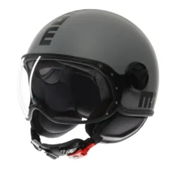 Casco Jet Momo Design Fgtr Classic Mono Opaco Grigio Nero