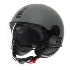 Casco Jet Momo Design Fgtr Classic Mono Opaco Grigio Nero