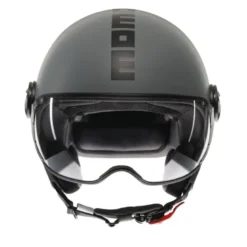 Casco Jet Momo Design Fgtr Classic Mono Opaco Grigio Nero