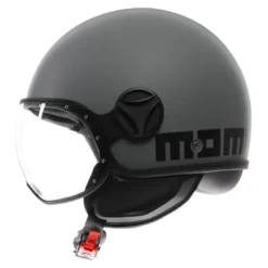 Casco Jet Momo Design Fgtr Classic Mono Opaco Grigio Nero
