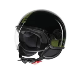 Casco Jet Momo Design Fgtr Classic Sripes Nero Lucido Giallo Fluo