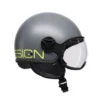 Casco Jet Momo Design Fgtr E2206 Classic Grigio Giallo Fluo Opaco