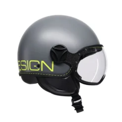 Casco Jet Momo Design Fgtr E2206 Classic Grigio Giallo Fluo Opaco