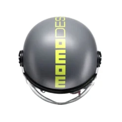 Casco Jet Momo Design Fgtr E2206 Classic Grigio Giallo Fluo Opaco