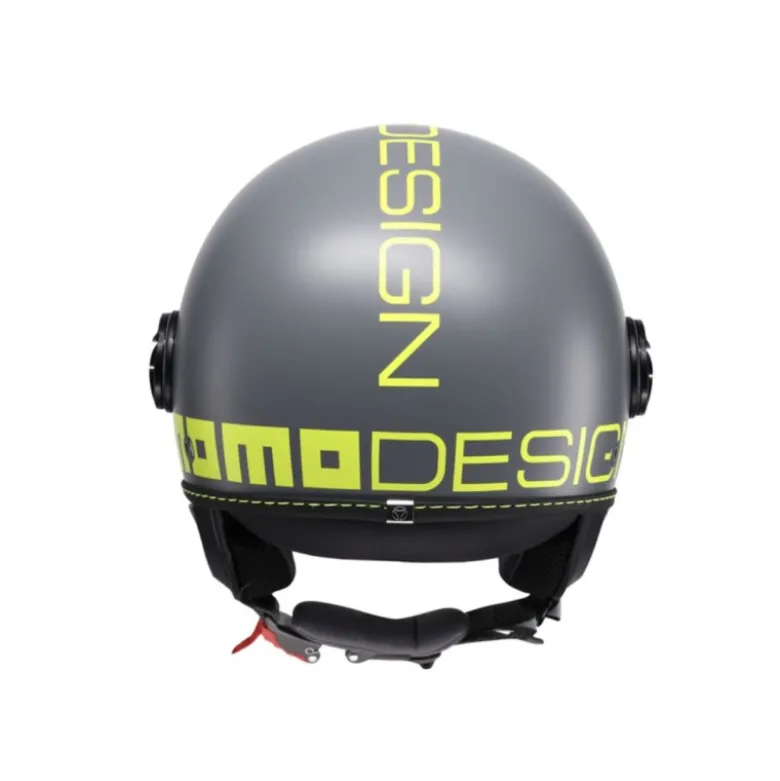 Casco Jet Momo Design Fgtr E2206 Classic Grigio Giallo Fluo Opaco