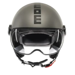 Casco Jet Momo Design Fgtr Evo Mono Opaco Titanium Frost Nero