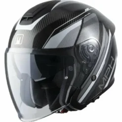 Casco Jet MPH Line C Grafica Nero Carbonio Bianco Argento