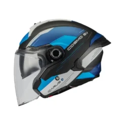 Casco Jet Mt Helmets Of515Sv Cosmo Sv B7 Icarus Bianco Blu Nero Opaco