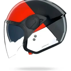 Casco Jet Nolan N20-2 Visor Blocco 353 Nero Rosso Antracite Bianco Lucido
