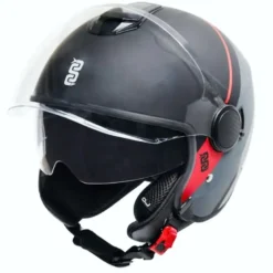Casco Jet OJ Viaggio Stripe Grigio Rosso