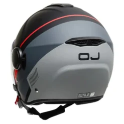 Casco Jet OJ Viaggio Stripe Grigio Rosso