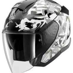 Casco Jet Shark Skwal Jet Pranz Nero Bianco Oro