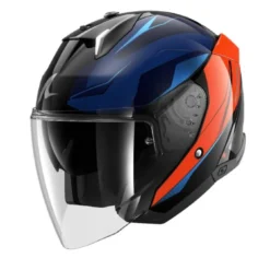 Casco Jet Shark Skwal Mekarium Nero Cromo Arancione