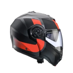 Casco Modulare Caberg Duke Evo Indy Grigio Metallizzato Opaco Rosso Fluo Nero