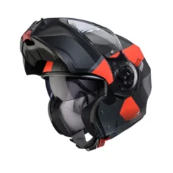 Casco Modulare Caberg Duke Evo Indy Grigio Metallizzato Opaco Rosso Fluo Nero