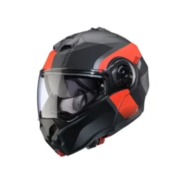 Casco Modulare Caberg Duke Evo Indy Grigio Metallizzato Opaco Rosso Fluo Nero
