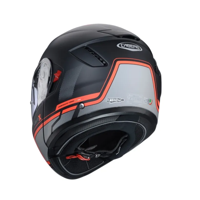 Casco Modulare Caberg Levo X Elite Nero Antracite Rosso Fluo