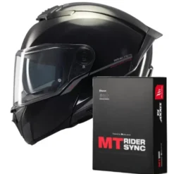 Casco Modulare Mt Helmets con Interfono Mt-Rider Fu404Sv Atom 2 Sv Solid Lucido Nero