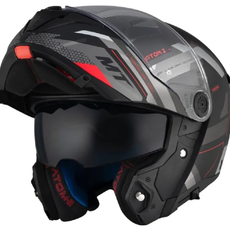 Casco Modulare Mt Helmets con Interfono Mt-Rider Fu404Sv Atom 2 Sv Bast Opaco