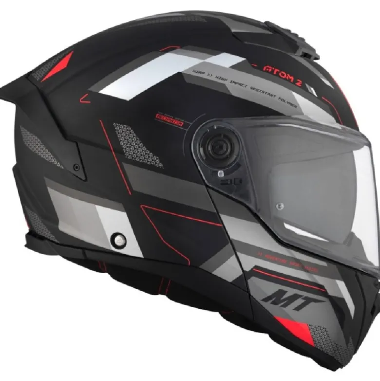 Casco Modulare Mt Helmets con Interfono Mt-Rider Fu404Sv Atom 2 Sv Bast Opaco