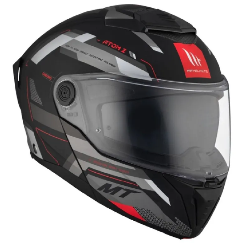 Casco Modulare Mt Helmets con Interfono Mt-Rider Fu404Sv Atom 2 Sv Bast Opaco