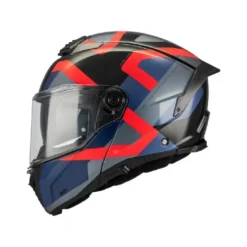 Casco Modulare Mt Helmets Fu404Sv Atom 2 B15 Sv Dexter Grigio Blu Rosso Lucido