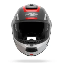 Casco Modulare Nolan N100-6 Cinetico 361 Grigio Lava Bianco Rosso Opaco