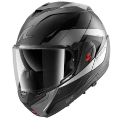 Casco Modulare Shark Oxo Mekarium Antracite Cromo Nero Opaco