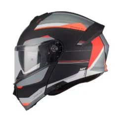 Casco Modulari Mt Helmets Fu935Sv Genesis Sv B5 Raccoon Nero Bianco Grigio Arancione Opaco