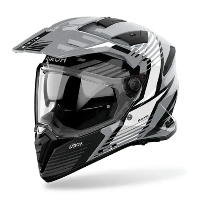 Casco Touring Airoh Bandit Spicy Grigio Nero Bianco Lucido