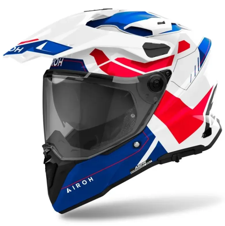 Casco Touring Airoh Commander 2 Reveal Blu Rosso Lucido