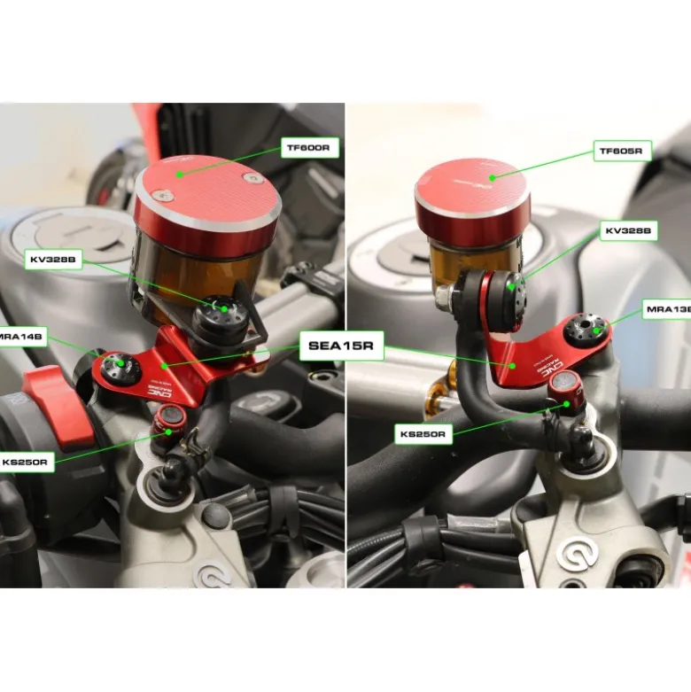 Cnc Racing Sea15B Kit Staffe Serbatoio Fluido Freno E Frizione Ducati Monster, Streetfighter V4 E V2