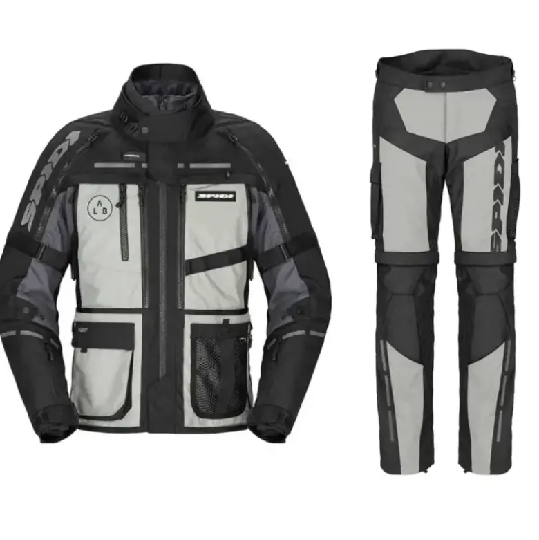 Completo Spidi Hard Track Giacca e Pantalone Nero Grigio Ghiaccio