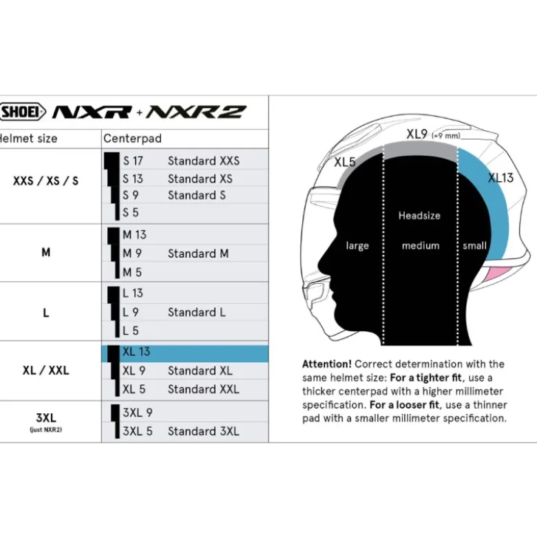 Cuffia Shoei Type-E Center Pad XL13 Per Caschi NXR / NXR 2