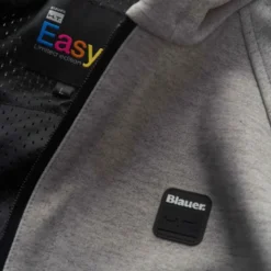 Felpa In Tessuto Blauer Easy Man Open Hoody Luna Melange Grigio